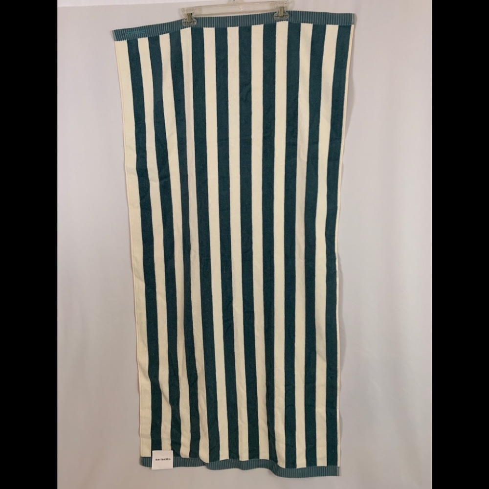 Marimekko Blue Gray/Off White Stripe Nimikko Bath Towel - Picture 2 of 8